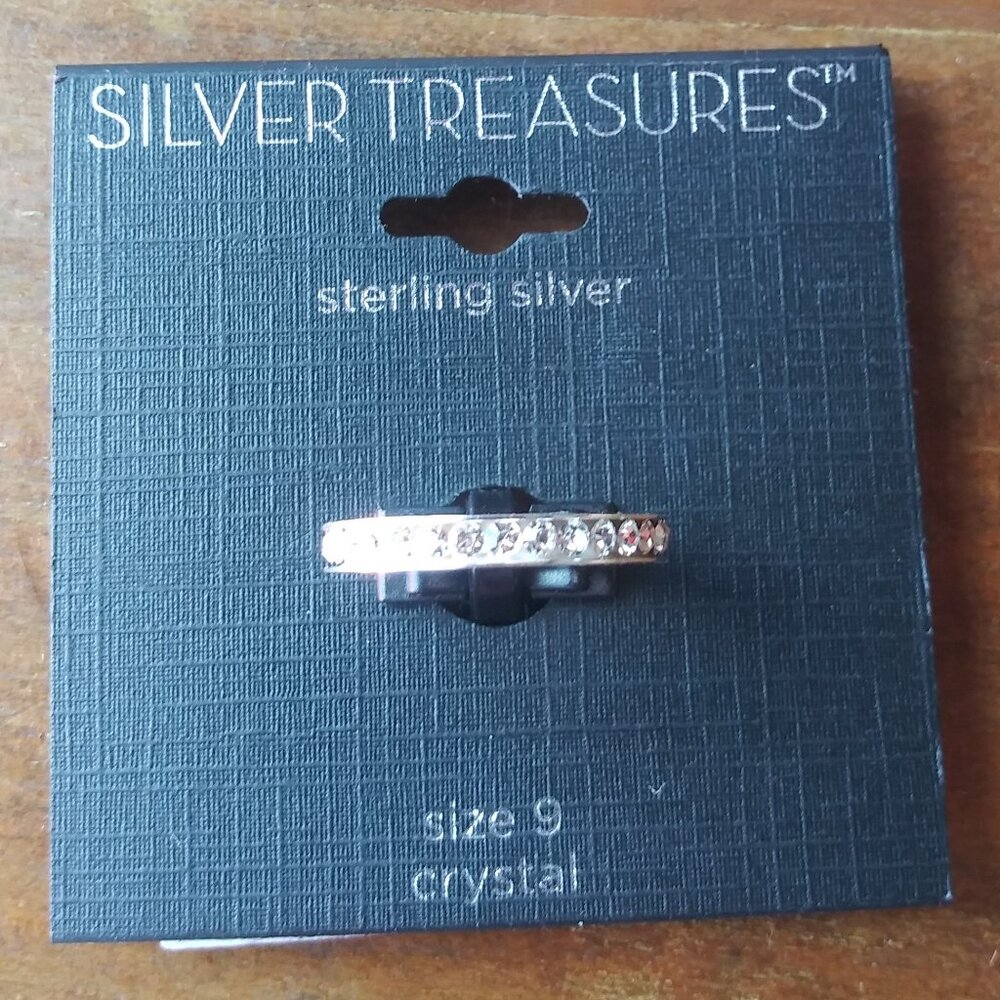 Silver Treasures Sterling Silver & Crystal Ring Size 9